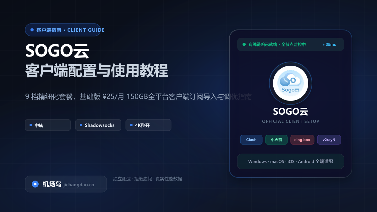 SOGO云客户端配置教程（2026 最新版）：Clash、Shadowrocket 与全平台订阅导入指南
