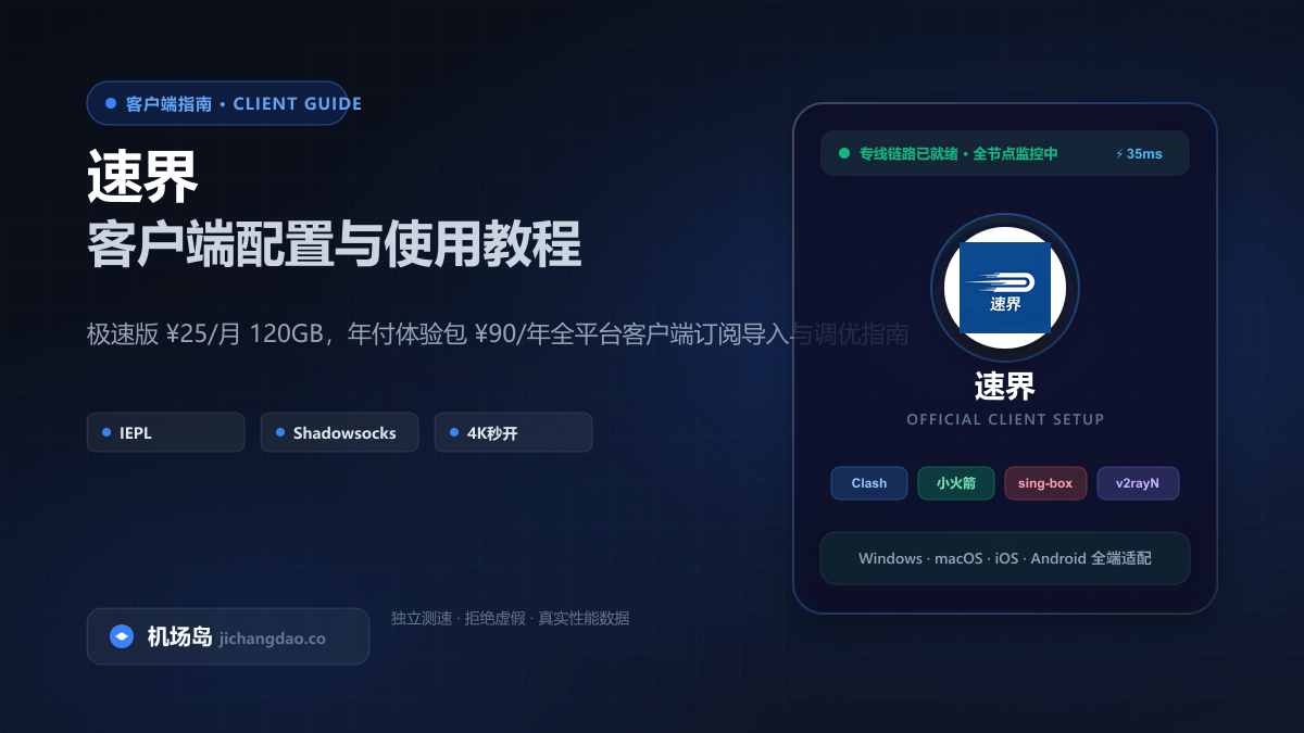 速界客户端配置教程（2026 最新版）：Clash、Shadowrocket 与全平台订阅导入指南