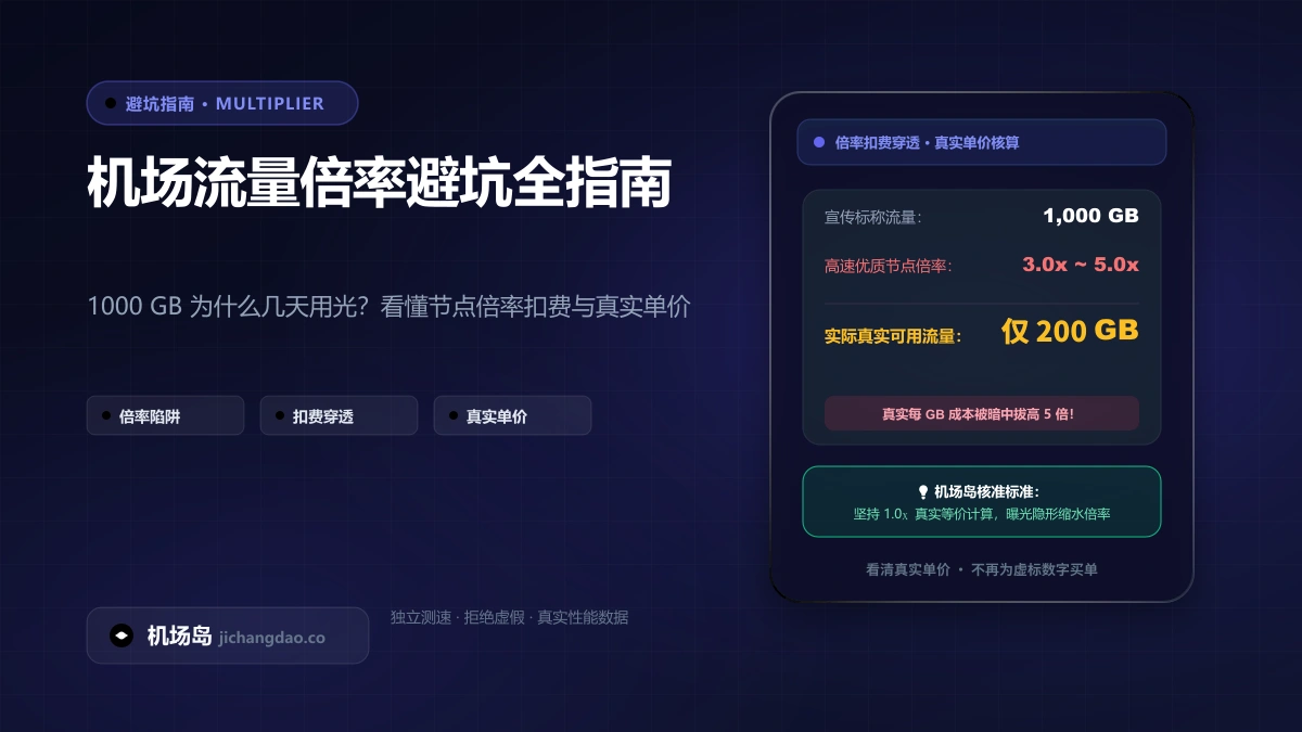 机场流量倍率避坑全指南：1000 GB 套餐为什么几天就用光？看懂节点倍率扣费与真实单价
